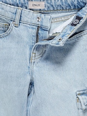 ONLY KIDS Blue Wide Leg Cargo Denim Jeans - Image 7 of 8