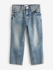 Dirty Denim Pure Cotton Frayed Hem Acid Wash Jeans - Image 1 of 1