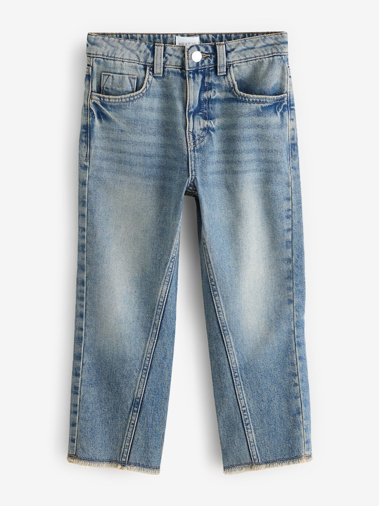 Dirty Denim Pure Cotton Frayed Hem Acid Wash Jeans - Image 1 of 1