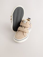 Neutral Brown Bear Print Suede Touch Fastening High Top Trainers - Image 3 of 5