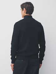 Black Plain Regular Fit Premium Quarter Zip Jumper - Image 3 of 7