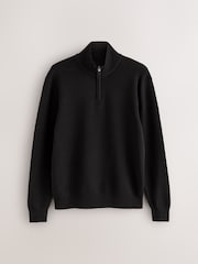 Black Plain Regular Fit Premium Quarter Zip Jumper - Image 5 of 7