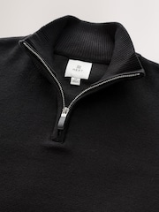 Black Plain Regular Fit Premium Quarter Zip Jumper - Image 6 of 7