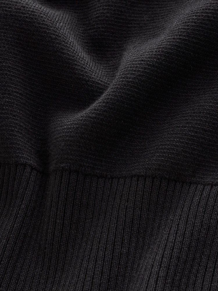 Black Plain Regular Fit Premium Quarter Zip Jumper - Image 7 of 7 Black Plain Regular Fit Premium Quarter Zip Jumper - Image 7 of 7