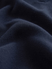 Navy Blue Plain Regular Fit Premium Quarter Zip Jumper - Image 7 of 8