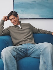 Dark Stone Plain Regular Fit Premium Quarter Zip Jumper - Image 2 of 7