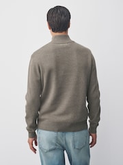 Dark Stone Plain Regular Fit Premium Quarter Zip Jumper - Image 3 of 7
