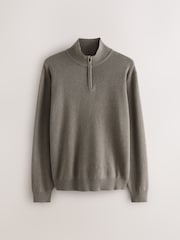 Dark Stone Plain Regular Fit Premium Quarter Zip Jumper - Image 5 of 7
