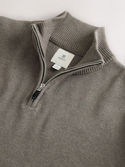 Dark Stone Plain Regular Fit Premium Quarter Zip Jumper - Image 7 of 7