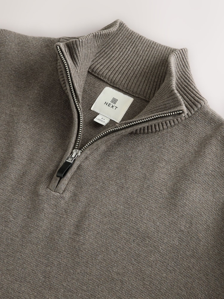 Dark Stone Plain Regular Fit Premium Quarter Zip Jumper - Image 7 of 7