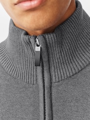 Charcoal Grey Plain Regular Fit Premium Quarter Zip Jumper - Image 5 of 8