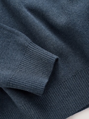 Mid Blue Plain Regular Fit Premium Quarter Zip Jumper - Image 8 of 8