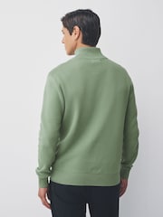Sage Green Plain Regular Fit Premium Quarter Zip Jumper - Image 3 of 7