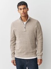 Neutral Regular Fit Textured Premium Quarter Zip Jumper - Image 1 of 8