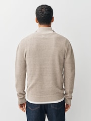 Neutral Regular Fit Textured Premium Quarter Zip Jumper - Image 3 of 8