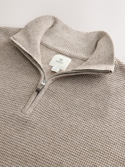Neutral Regular Fit Textured Premium Quarter Zip Jumper - Image 8 of 8