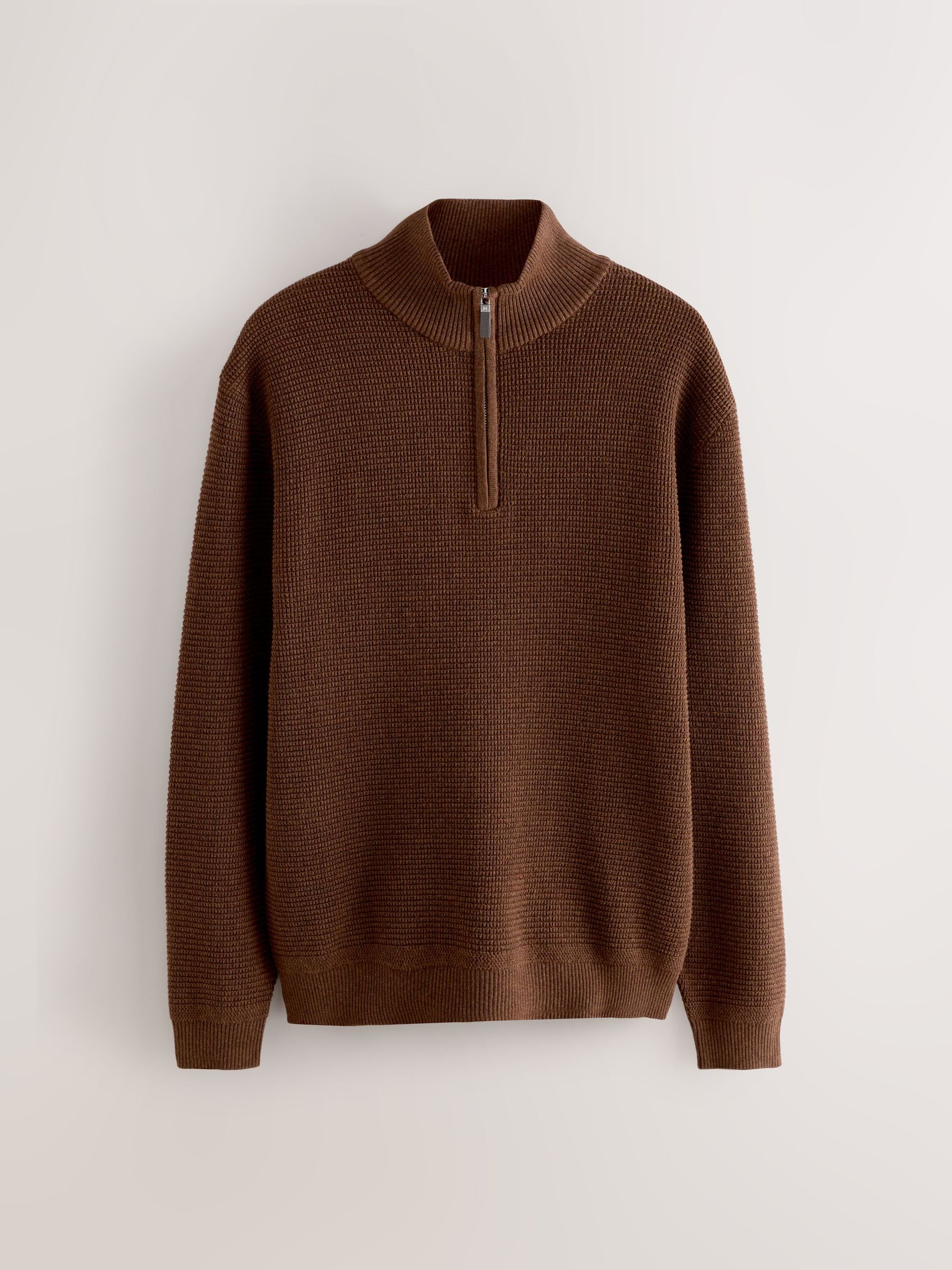 Buy Tan Brown Texture Quarter Zip Jumper from Next USA