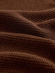 Tan Brown Regular Fit Textured Premium Quarter Zip Jumper - Image 6 of 7