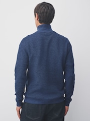 Blue Regular Fit Textured Premium Quarter Zip Jumper - Image 3 of 7