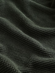 Khaki Green Regular Fit Textured Premium Quarter Zip Jumper - Image 6 of 7