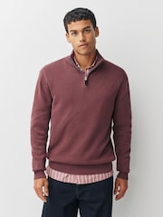 Rose Pink Plain Regular Fit Premium Quarter Zip Jumper - Image 1 of 8