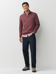 Rose Pink Plain Regular Fit Premium Quarter Zip Jumper - Image 2 of 8
