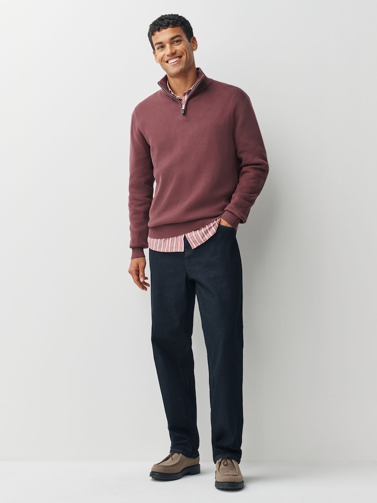 Rose Pink Plain Regular Fit Premium Quarter Zip Jumper - Image 2 of 8