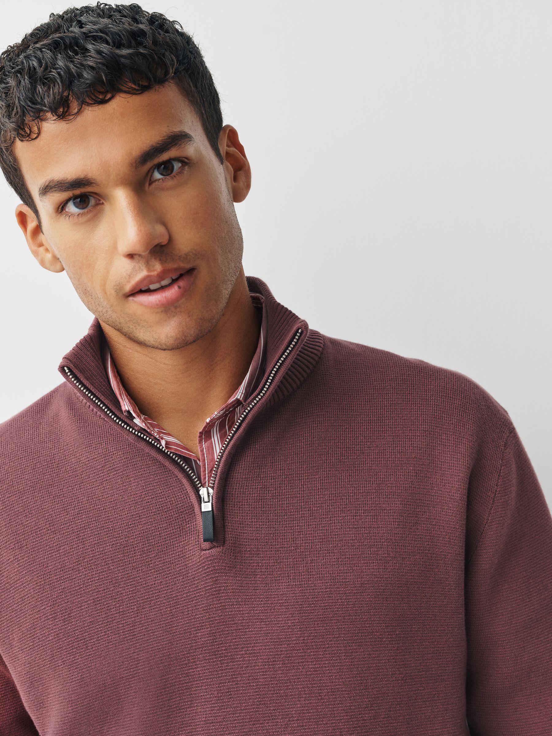 Buy Rose Pink Plain Regular Fit 100% Cotton Premium Quarter Zip