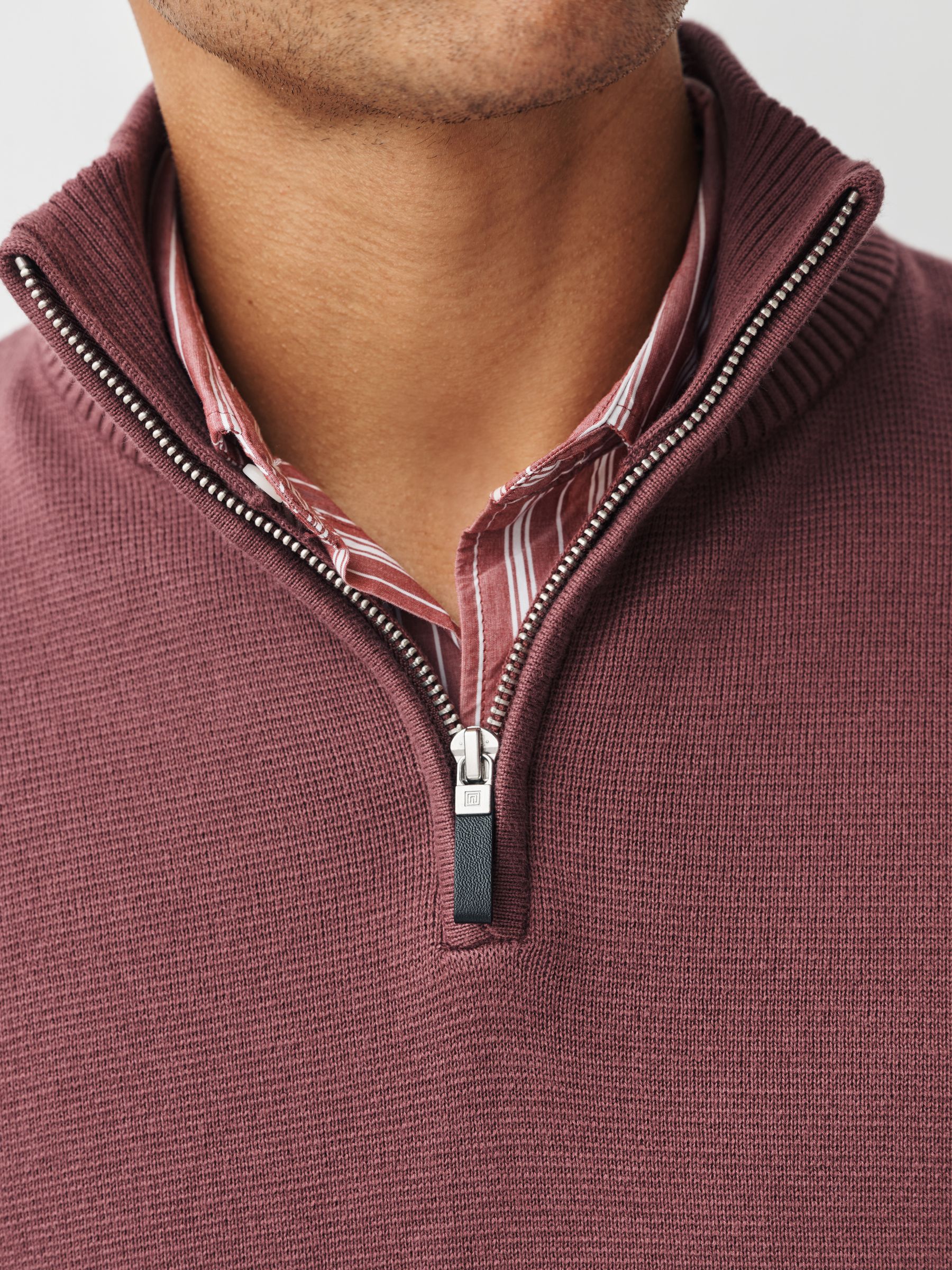 Buy Rose Pink Plain Regular Fit 100% Cotton Premium Quarter Zip