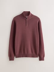 Rose Pink Plain Regular Fit Premium Quarter Zip Jumper - Image 6 of 8