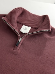 Rose Pink Plain Regular Fit Premium Quarter Zip Jumper - Image 8 of 8