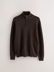 Brown Plain Regular Fit Premium Quarter Zip Jumper - Image 5 of 7