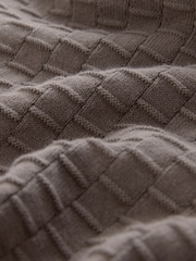 Truffle Brown Regular Fit Textured Premium Quarter Zip Jumper - Image 2 of 3