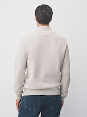 Oatmeal Plain Regular Fit Premium Quarter Zip Jumper - Image 3 of 4