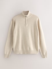Oatmeal Plain Regular Fit Premium Quarter Zip Jumper - Image 5 of 7