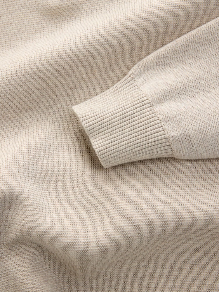 Oatmeal Plain Regular Fit Premium Quarter Zip Jumper - Image 7 of 7