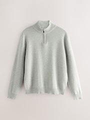 Hellgrau - Einfarbig - Regular Fit Premium Quarter Zip Jumper - Bild 6 von 8