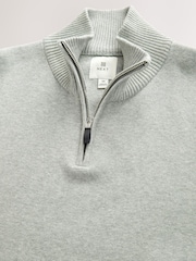 Hellgrau - Einfarbig - Regular Fit Premium Quarter Zip Jumper - Bild 8 von 8