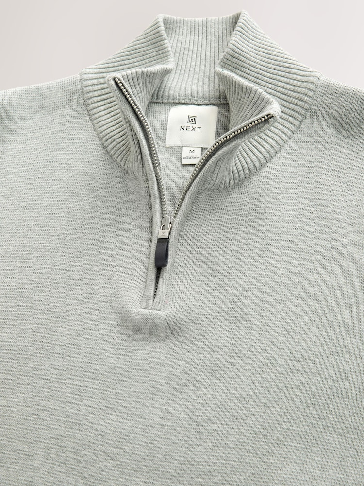 Hellgrau - Einfarbig - Regular Fit Premium Quarter Zip Jumper - Bild 8 von 8