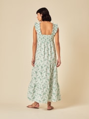 Nobodys Child Green Maya Floral Tier Embroidered  Maxi Dress - Image 2 of 5