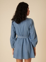 Nobodys Child Blue Denim Nolan Tie Belt Mini Dress - Image 2 of 4