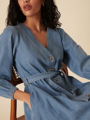 Nobodys Child Blue Denim Nolan Tie Belt Mini Dress - Image 4 of 4