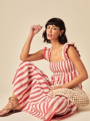 Nobodys Child Red Striped Tiered Maya Midi Dress - Image 4 of 5