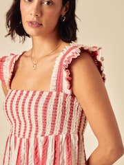 Nobodys Child Red Striped Tiered Maya Midi Dress - Image 5 of 5
