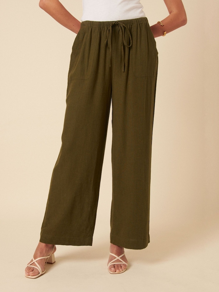 Nobodys Child Green Linen Wide Leg Shona Trousers - Image 1 of 4
