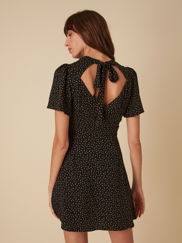 Nobodys Child Black Andie Joanie Bow Back Rosebud Mini Dress - Image 2 of 5