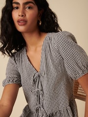 Nobodys Child Black Bernadetta Micro Mono Gingham Midi Dress - Image 5 of 5