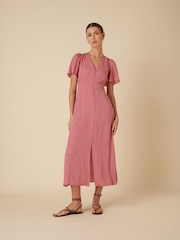 Nobodys Child Pink Pink Floral Printed Andie Midi Dress - Image 1 of 4