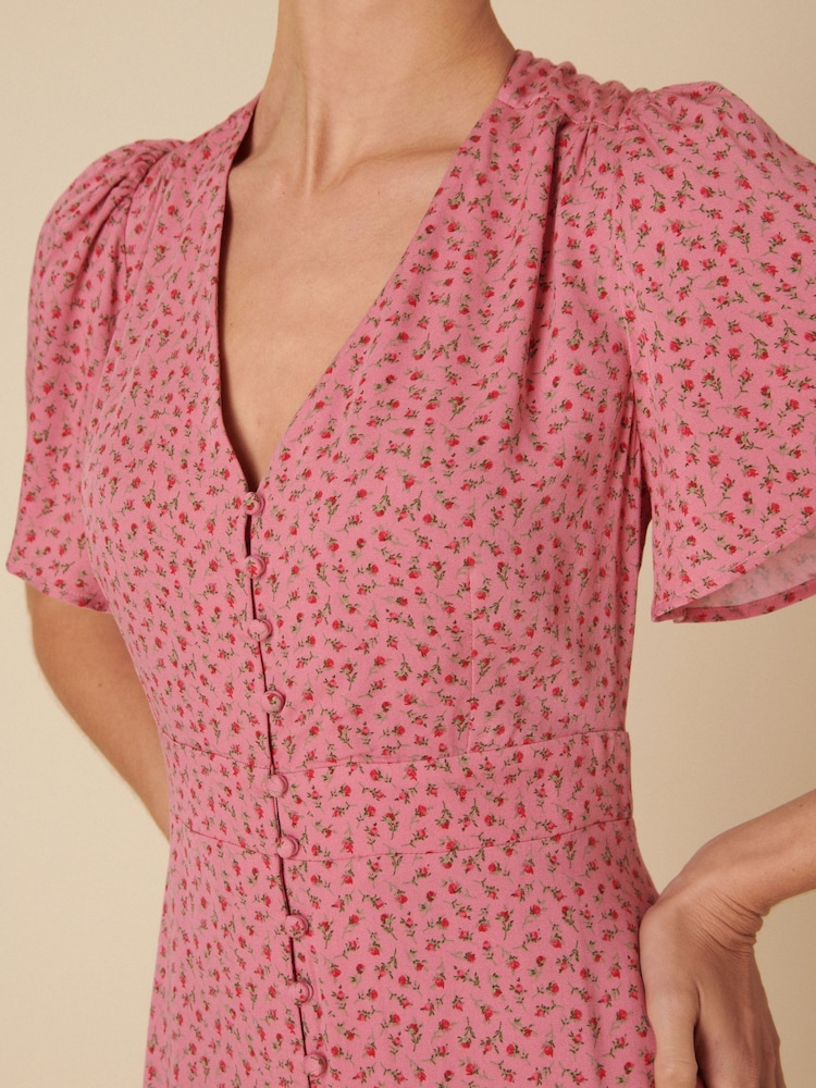 Nobodys Child Pink Pink Floral Printed Andie Midi Dress - Image 4 of 4