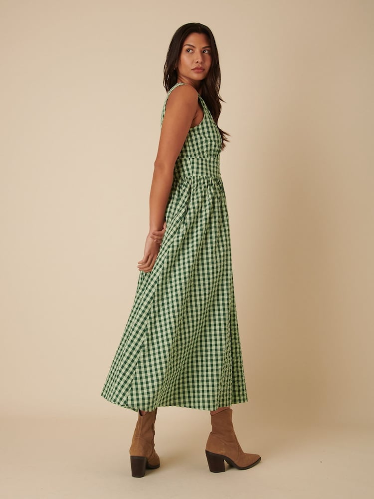 Nobodys Child Green Starlight Gingham Sleeveless Midaxi Dress - Image 4 of 5